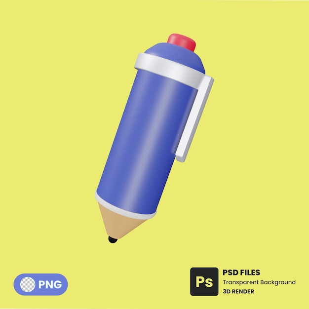 PSD school potlood illustratie 3d pictogram transparante achtergrond