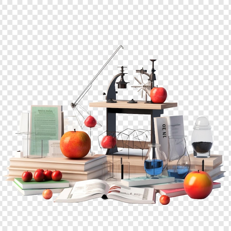 PSD school science and education concept isolated on transparent background