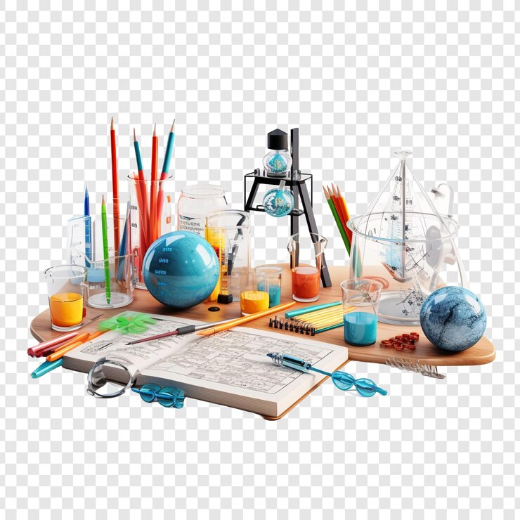 PSD school science and education concept isolated on transparent background