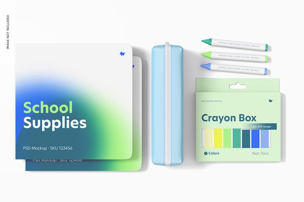 school supplies mockup
