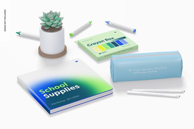 school supplies mockup