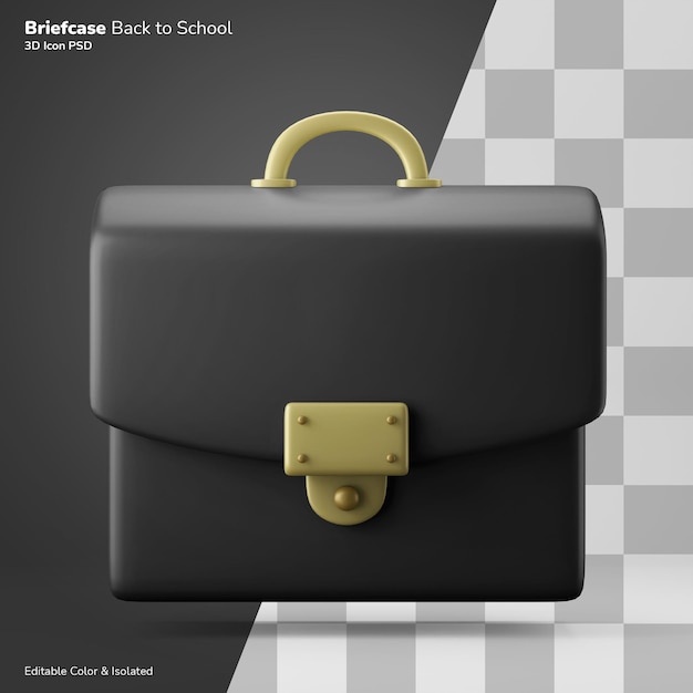 School teacher briefcase bag 3d icon rendering editable color isolated