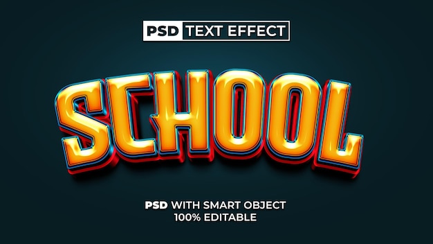 PSD school text effect curved style editable text effect