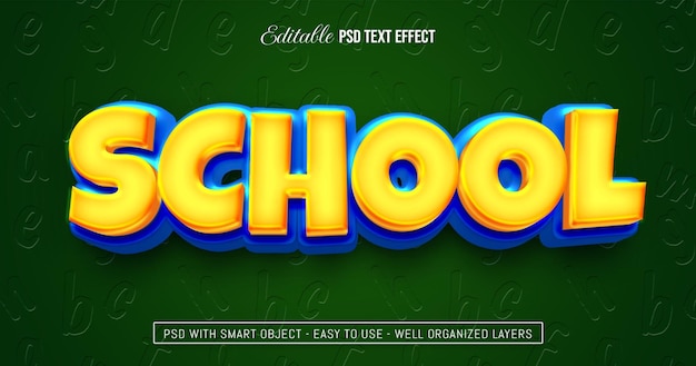 School text effect editable 3d style