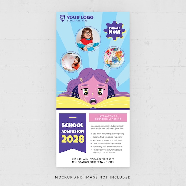 School toelating onderwijs flyer template in psd