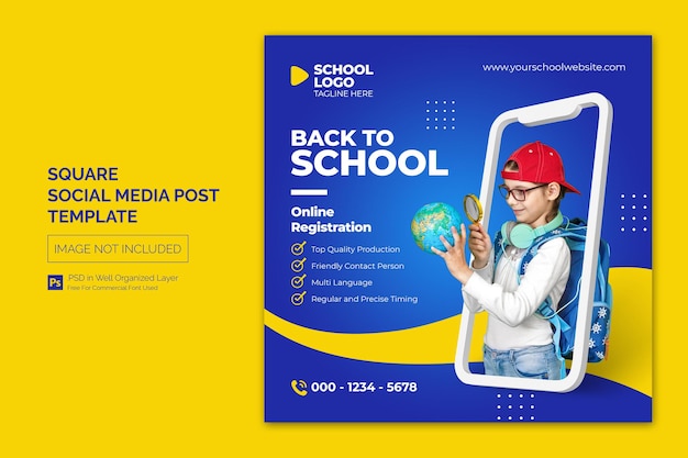 School Toelating Onderwijs Plein Social Media Post Webbanner Sjabloon