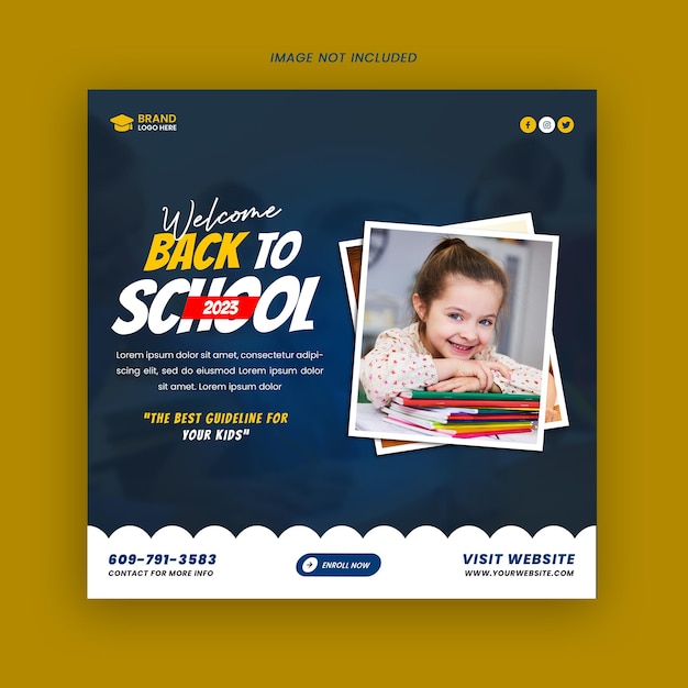 School toelating open sociale media post template psd