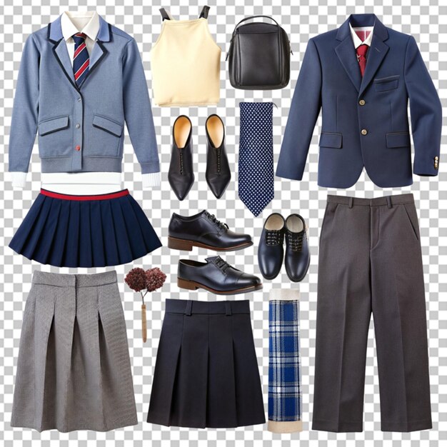 PSD 学校の制服の要素コレクション