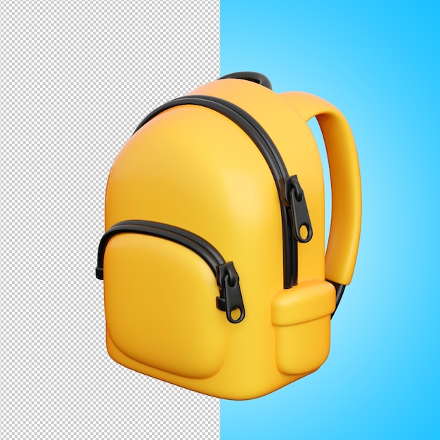 School yellow backpack in cartoon style Concept of back to school learning and education banners