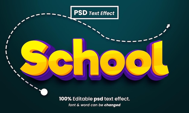 Schoolteksteffect 3d-bewerkbaar premium psd-teksteffect