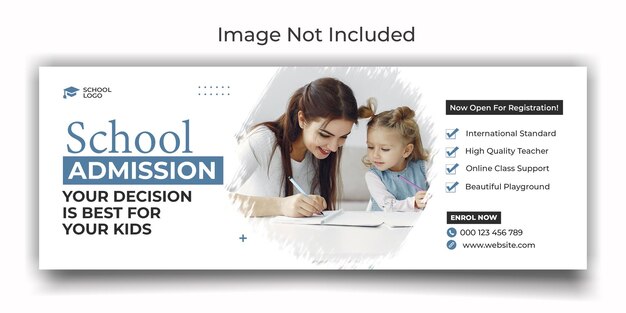 Schooltoelating omslag sjabloonontwerp voor sociale media