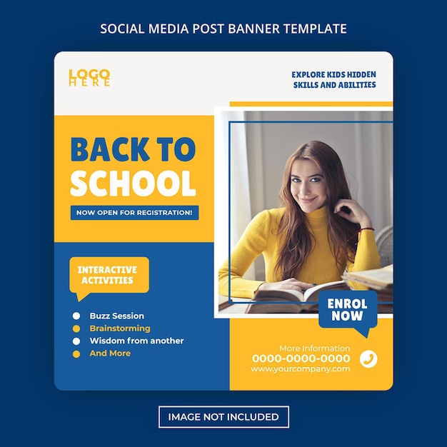 Schooltoelating social media postsjabloon gratis psd