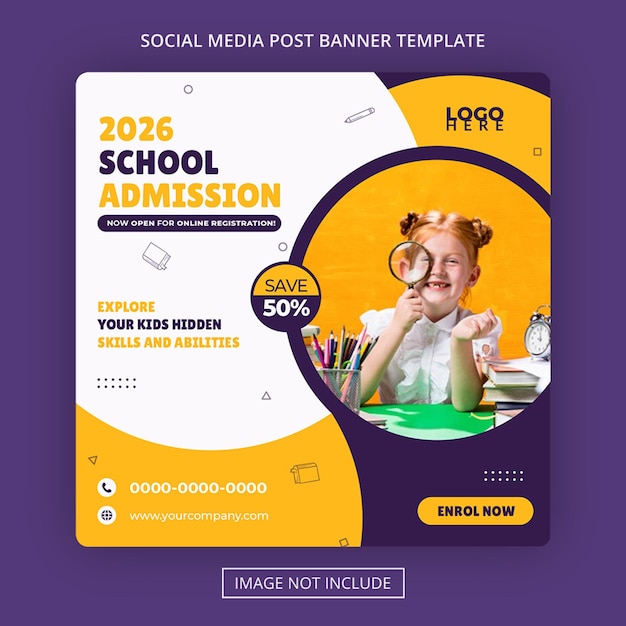 Schooltoelating terug naar school social media post Gratis Psd