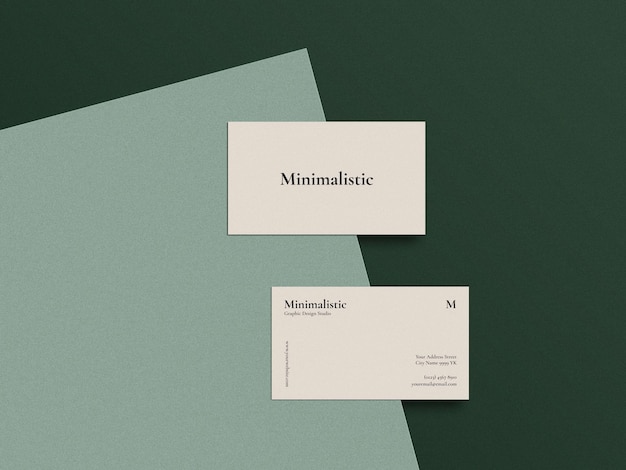 Schoon en minimalistisch mockup voor visitekaartjes met bovenaanzicht