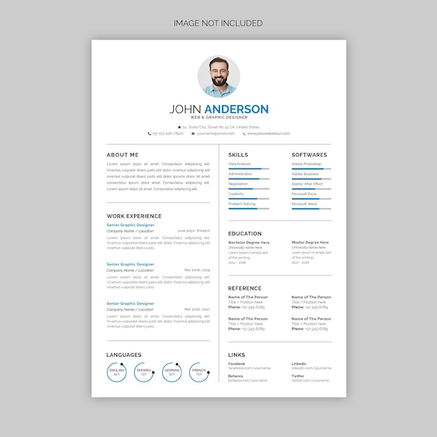 PSD schoon en modern cv of cv-sjabloon