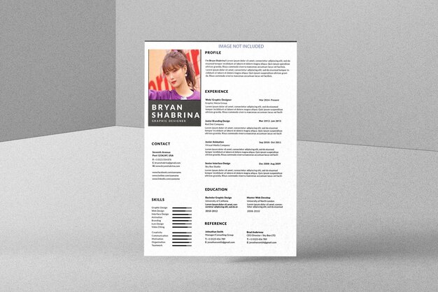 PSD schoon en modern cv- of cv-sjabloonontwerp