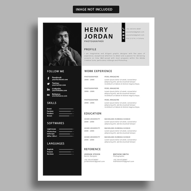 PSD schoon minimalistisch cv cv psd-sjabloon