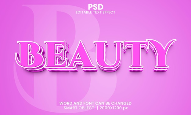 PSD schoonheid 3d bewerkbaar teksteffect premium psd met achtergrond