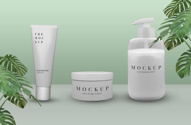 Schoonheid cosmetische fles mockup met natuurlijke achtergrond