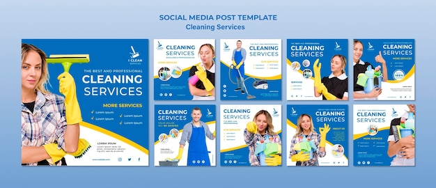 Schoonmaak service concept sociale media post-sjabloon