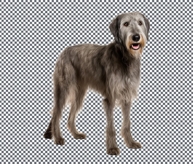 PSD schotse deerhound-hond geïsoleerd op transparante achtergrond