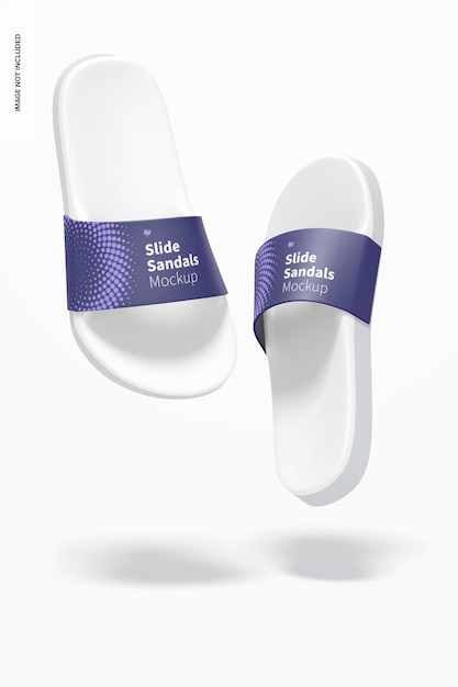 Schuif sandalen mockup, falling