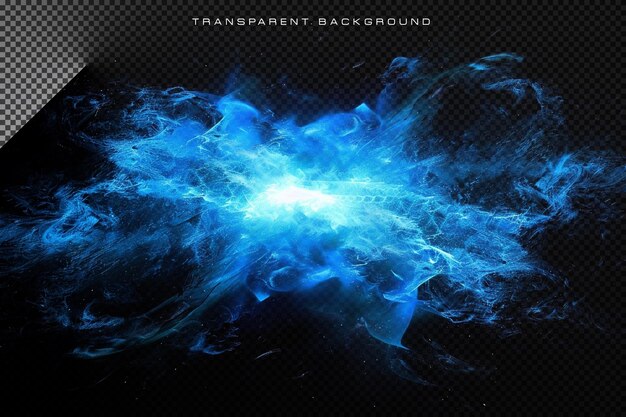 PSD sci fi blue energy explosion in transparent overlay