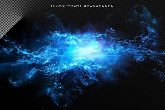 PSD sci fi blue energy explosion in transparent overlay