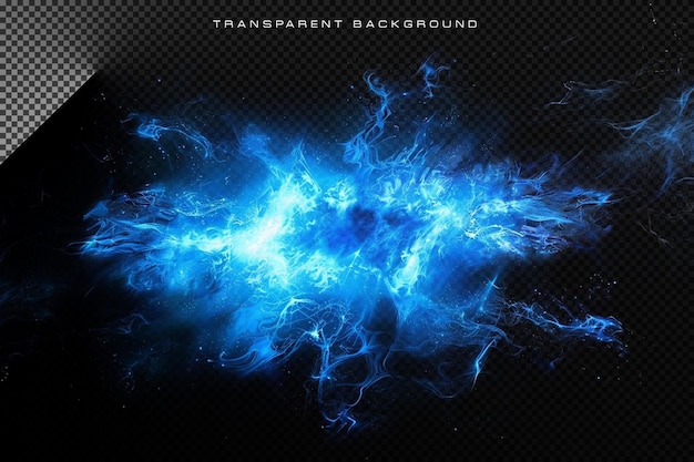 PSD sci fi blue energy explosion in transparent overlay