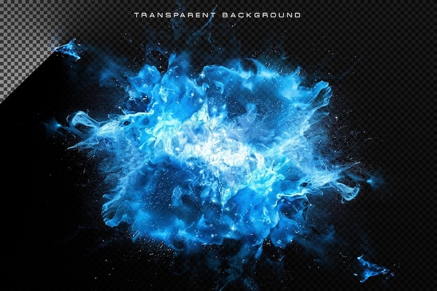 PSD sci fi blue energy explosion in transparent overlay