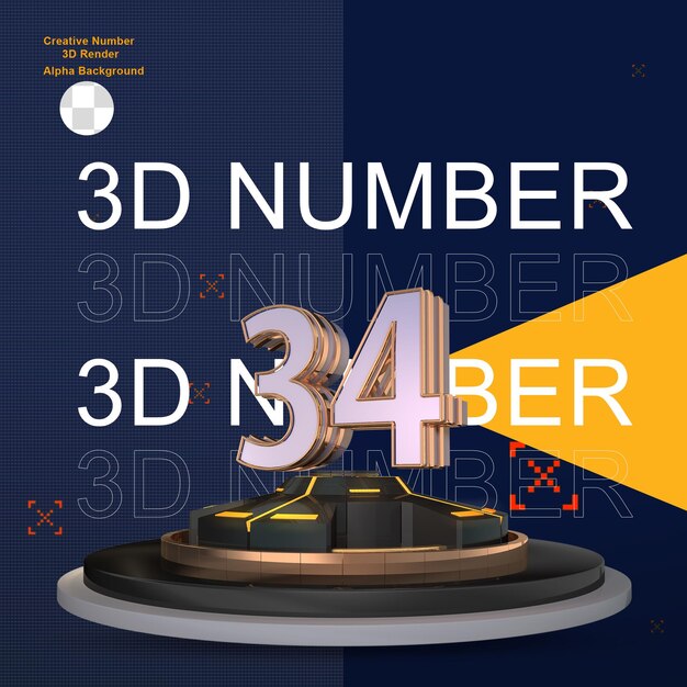 PSD sci fi gold 3d number34