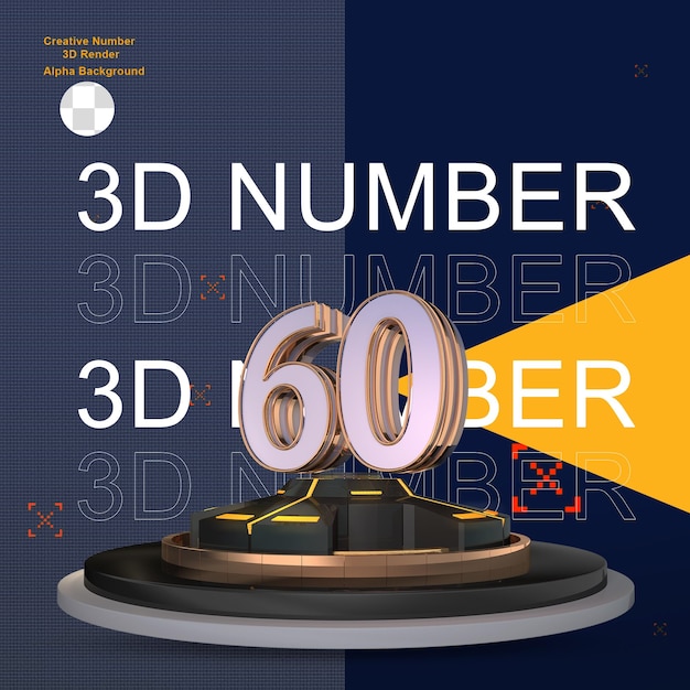 PSD sci fi gold 3d number60