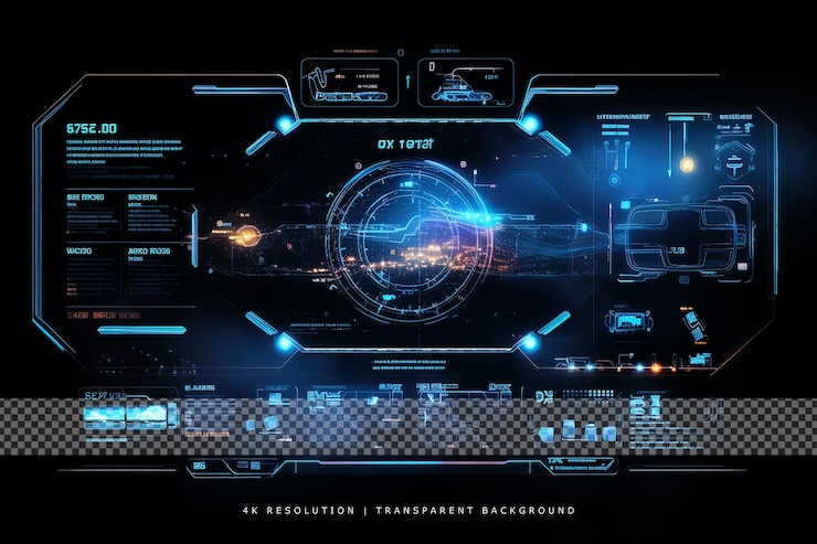PSD sci fi hud futuristic interface on transparent background