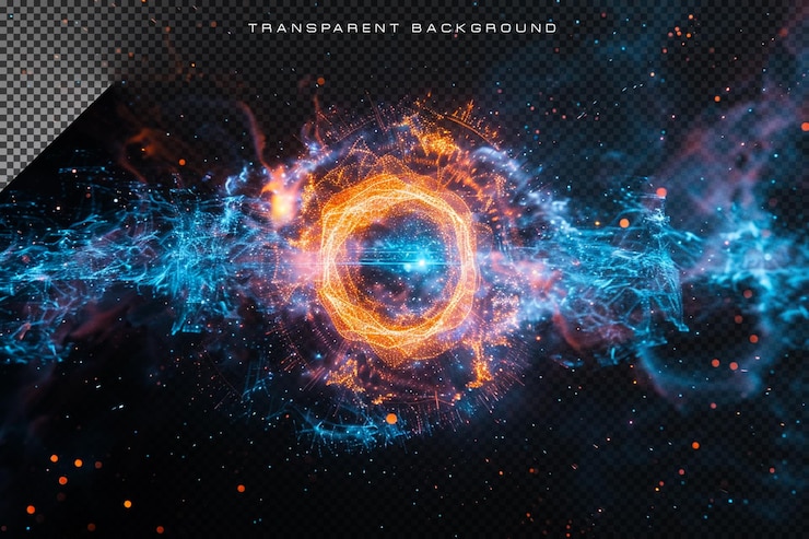 PSD sci fi space energy light hud elements effect on transparent background