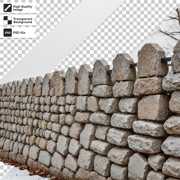 PSD Ściana kamienna psd na przezroczystym tle z edytowalną warstwą maski