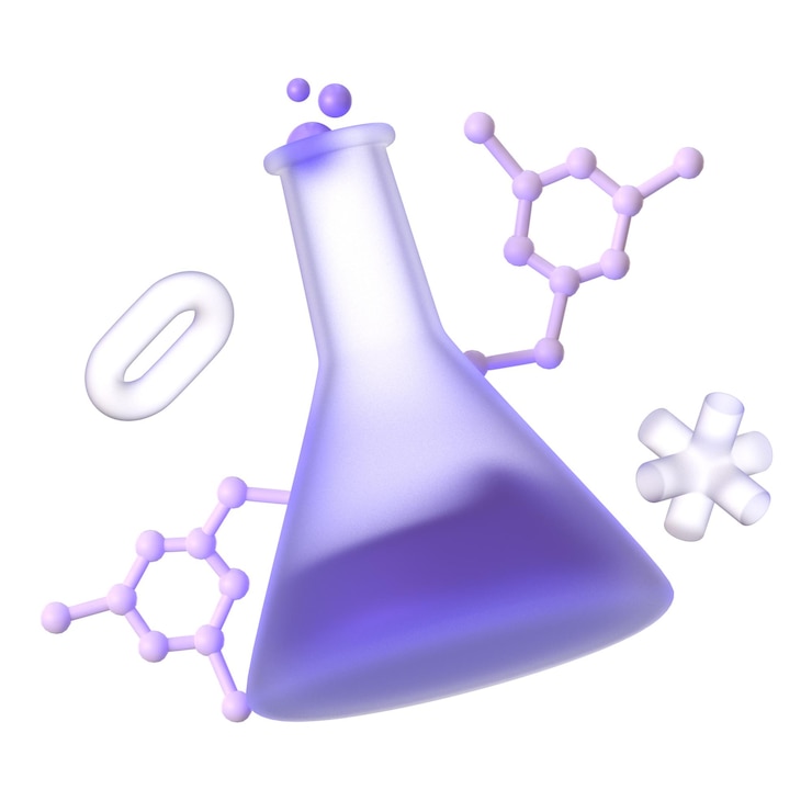 PSD science chemistry flask education school 3d object
