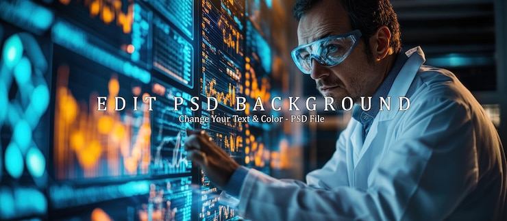 PSD scientist analyzing data on a wall of screens