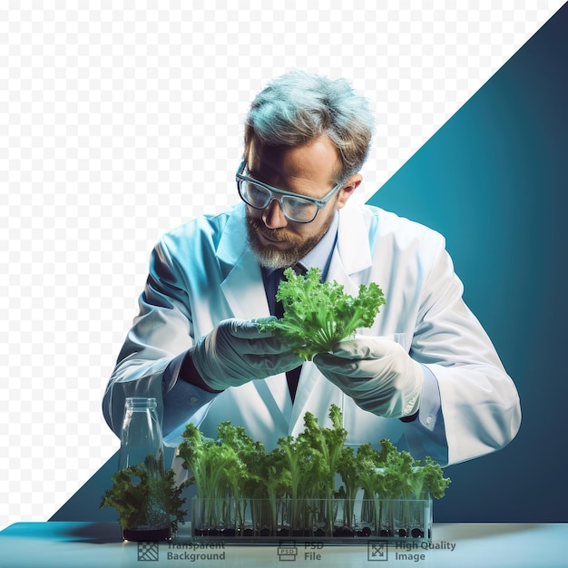 PSD scientist inspects hydroponic lettuce in clean suit