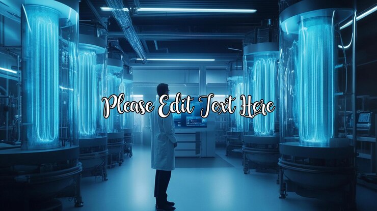 PSD scientist observes glowing biocontainers in futuristic lab