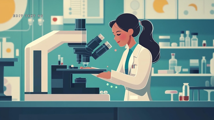 PSD scientist using a microscope in a laboratory