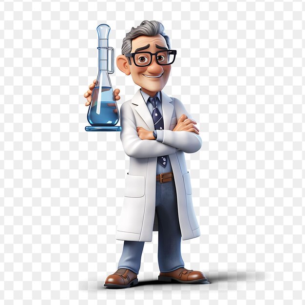 PSD a scientist with a lab coat and glasses