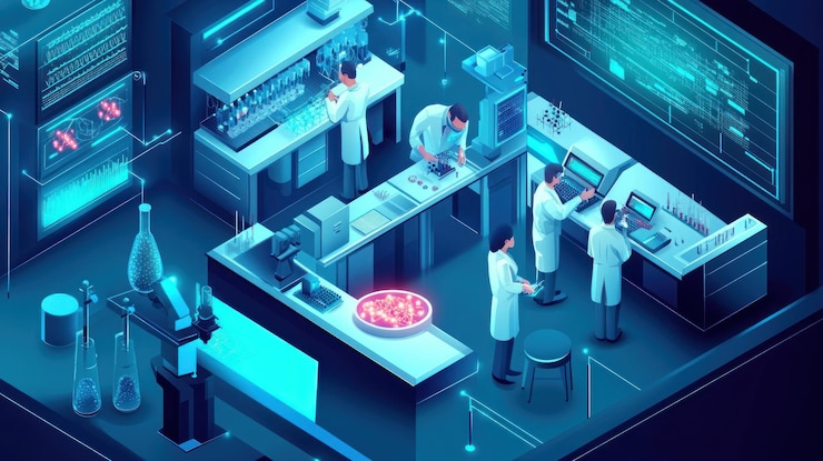 PSD scientists conducting research in a futuristic laboratory setting