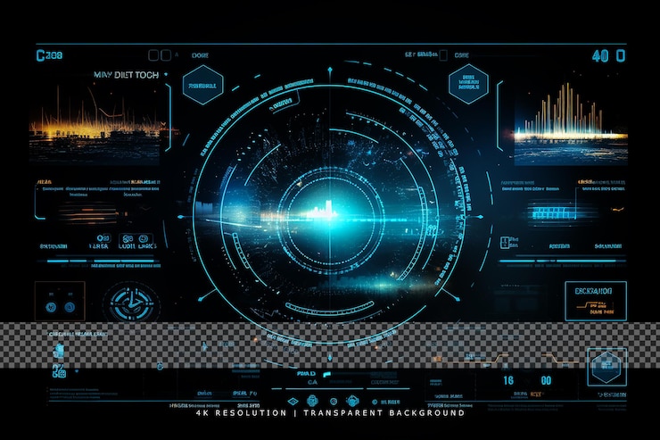 PSD scifi hud interface hologram on transparent background