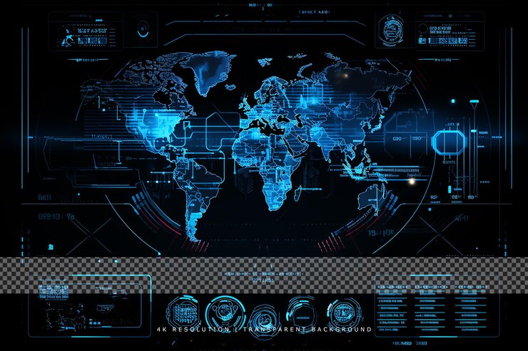 PSD scifi hud interface hologram on transparent background
