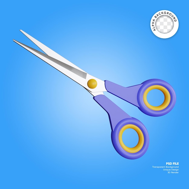 Scissor 3d element of stationery