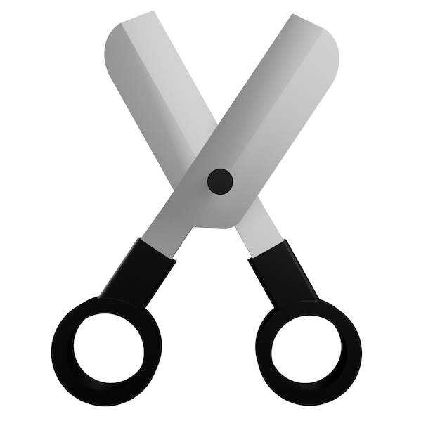 Scissors 3d illustration with transparent background