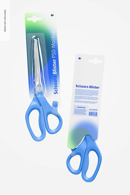 Scissors blister mockup, floating