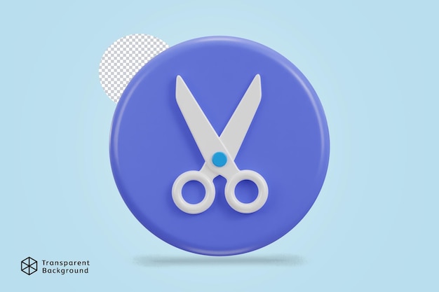 scissors icon with circle button 3d rendering vector illustration