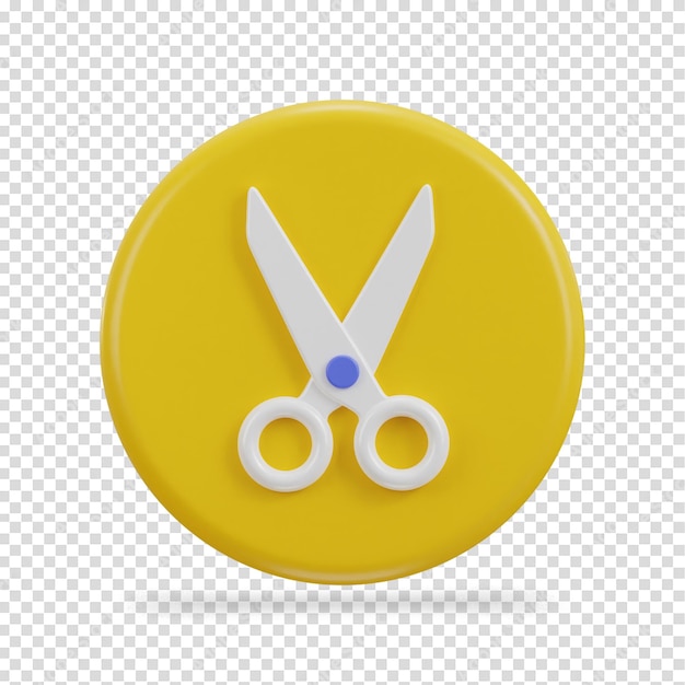 scissors icon with circle button 3d rendering vector illustration