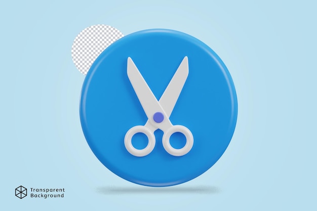 scissors icon with circle button 3d rendering vector illustration